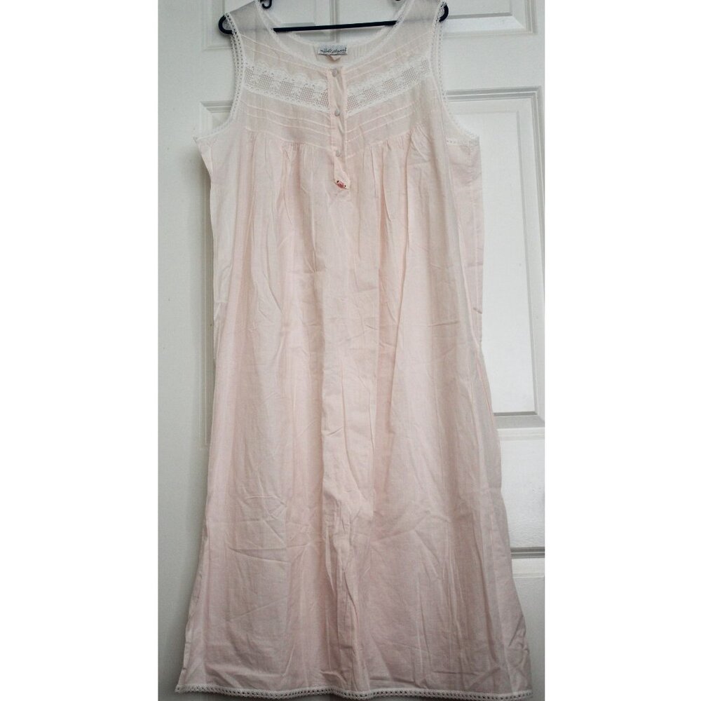 Vintage Lace Nightgown Dress Pink Cotton Euro Summer Beachy Coastal Cowgirl